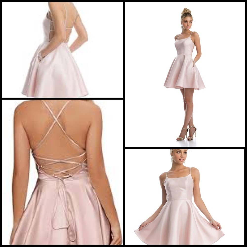 Alyce Paris Pink Fit Flare Open Cage Lace Up Party Coquette Homecoming Dress 00